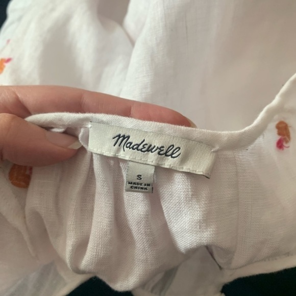 Madewell White Linen Blend Embroidered Dress Size Small - Picture 4 of 4